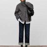 CLOSED Milo Jeans - Dark Blue, styled full-length look showing the cuffed hems and straight cropped leg.
