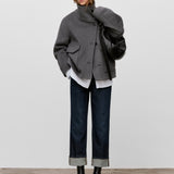 CLOSED Milo Jeans - Dark Blue, styled full-length look showing the cuffed hems and straight cropped leg.