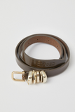 Leather Belt with Gold Buckle - Brown Sugar