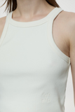 Close up view of front of Racer Top - Ivory