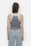 back view of Cropped Racer Top - Black