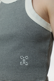 Close up side view of Cropped Racer Top - Black