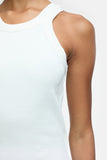 close up shoulder view of Racer Tank Top - Ivory