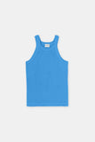 flat lay view of Racer Tank Top - Lake Blue