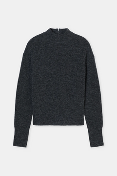 Mock Neck Long Sleeve - Dark Grey Melange — view 7