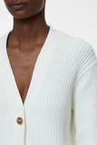 Zoom in of collar and neckline of Chunky Knit Cardigan - Ivory