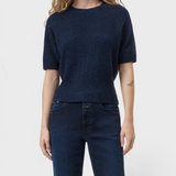CLOSED Crew Neck Short Sleeve in Dark Night — front, on model