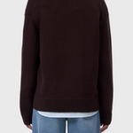 JONES + CO V Neck Long Sleeve sweater in cinder brown, product photo