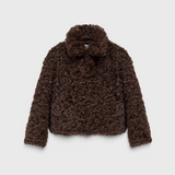 CLOSED Faux Fur Jacket in Cinder Brown - product flat, front