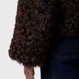 CLOSED Faux Fur Jacket in Cinder Brown - sleeve and hem detail