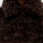 CLOSED Faux Fur Jacket in Cinder Brown - collar and chest detail