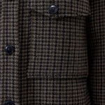 CLOSED Oversize Shacket - Juniper Green, close-up of the diagonal buttoned flap pocket and horn-effect buttons.