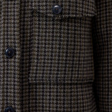 CLOSED Oversize Shacket - Juniper Green, close-up of the diagonal buttoned flap pocket and horn-effect buttons.