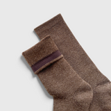 JONES + CO Le Bon Shoppe Camper Socks in Wood brown, a Merino wool blend crew sock with a cushioned footbed.