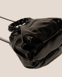 Bombon Handbag - Crinkled Glossy Black laying down