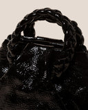 Handle of the Bombon Handbag - Crinkled Glossy Black