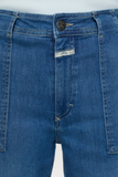 Zoom in of zipper on the Aria Jeans - Dark Blue