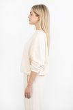 Cotton Terry Daisy Long Sleeve Top - Naturel