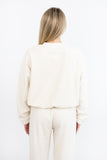 Cotton Terry Daisy Long Sleeve Top - Naturel