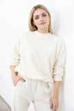 Cotton Terry Daisy Long Sleeve Top - Naturel