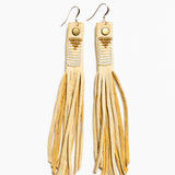 Cream Triangle Long Fringe Earring