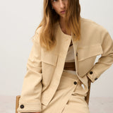 Cropped Utility Jacket - Camel Beige