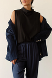 Jersey Sleeveless Turtleneck in Jet