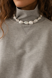 Terry Funnel Neck - Heather Grey