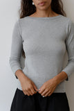 The Baby Rib Boat Neck - Heather Grey