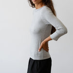 The Baby Rib Boat Neck - Heather Grey side view 
