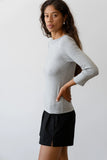 The Baby Rib Boat Neck - Heather Grey side view 