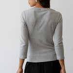 The Baby Rib Boat Neck - Heather Grey back view 