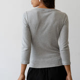 The Baby Rib Boat Neck - Heather Grey back view 