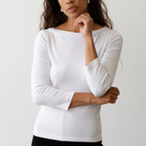 The Baby Rib Boat Neck - Powder on model 
