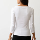 back view of The Baby Rib Boat Neck - Powder