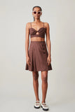 Zoomed out view of Carla Bralette - Chocolate Linen with Toshi Skirt