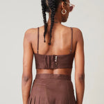 Back view of Carla Bralette - Chocolate Linen