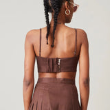Back view of Carla Bralette - Chocolate Linen
