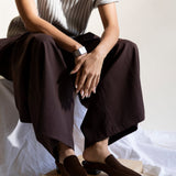 Huma Blanco Felix Loafer Mule in Chocolate Calf Hair - detail view