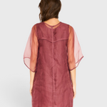 MIRTH Umbria Organza Dress in Dark Cerise — worn, back view