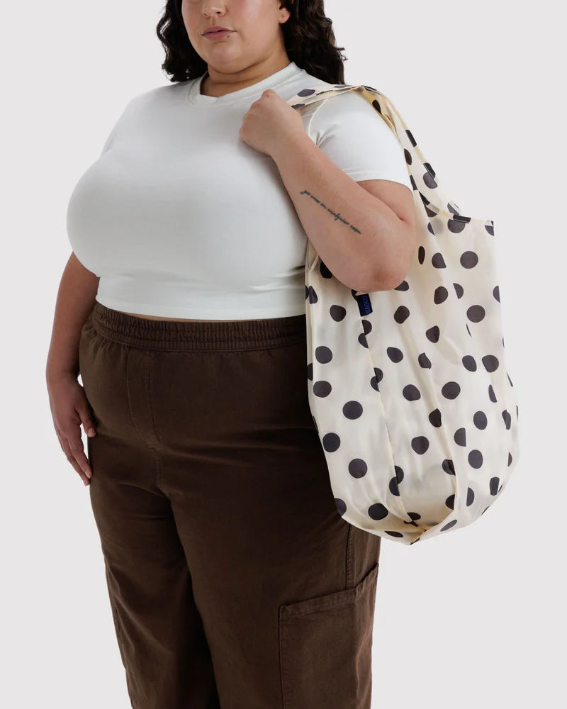 Big Baggu - Cream and Black Polka Dot, folded