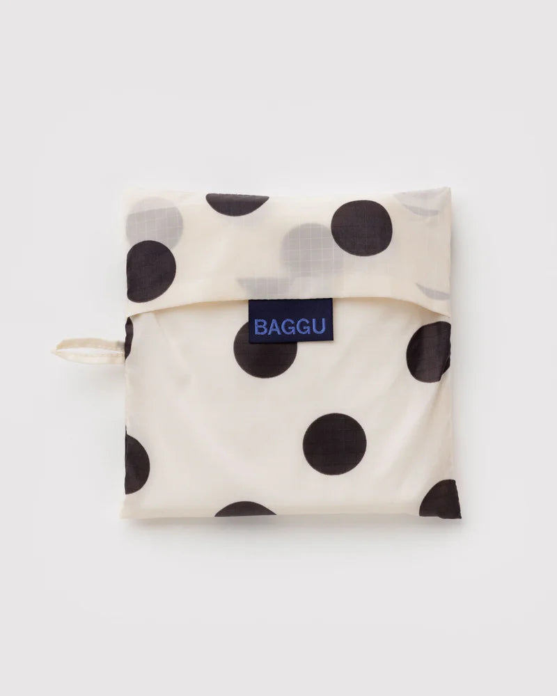 Big Baggu - Cream and Black Polka Dot, flat lay