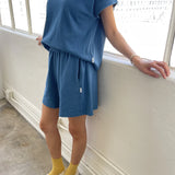 Flared Basketball Shorts - Ocean on model
