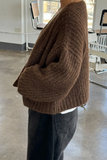 Alpaca Sweater Jacket - Wood side view of sleeve on model 