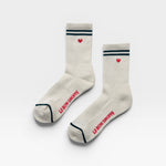 Embroidered Boyfriend Socks parchment + heart