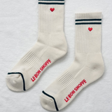 Embroidered Boyfriend Socks parchment + heart