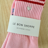 Embroidered Boyfriend Socks amour pink + heart