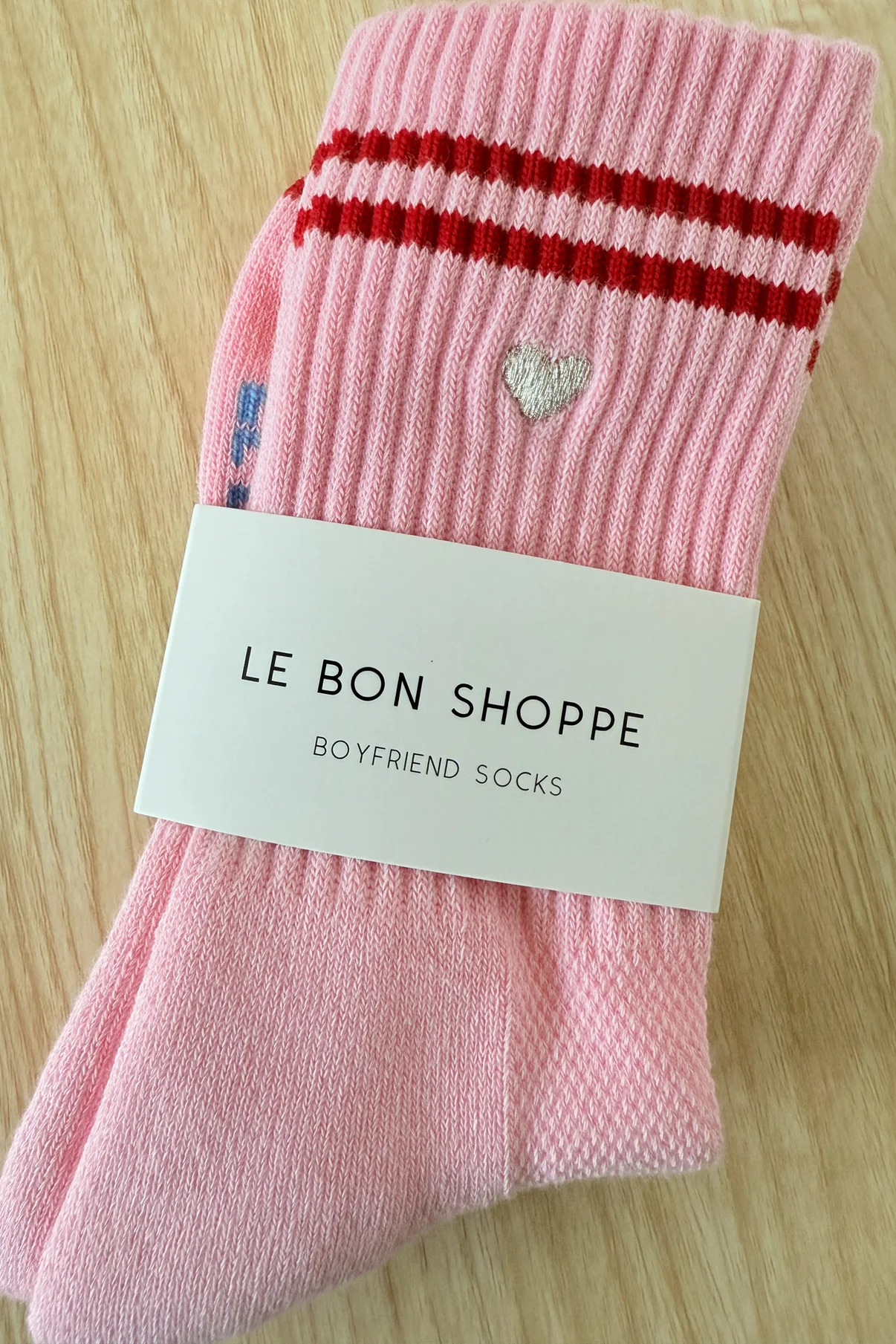 Embroidered Boyfriend Socks amour pink + heart