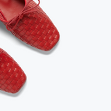 Jada Woven Leather Flats - Crimson