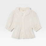 White blouse with a collar on a white background